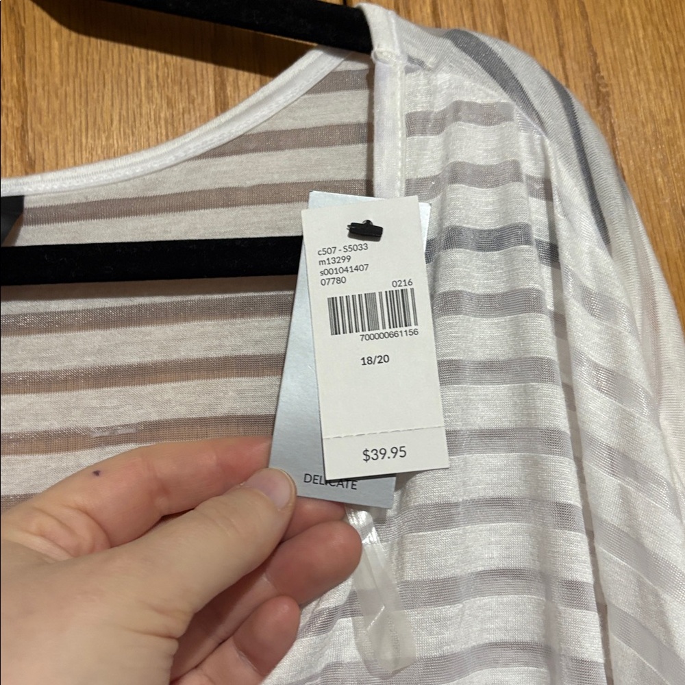 Lane Bryant sheer striped dolman sleeve top - Picture 4 of 8